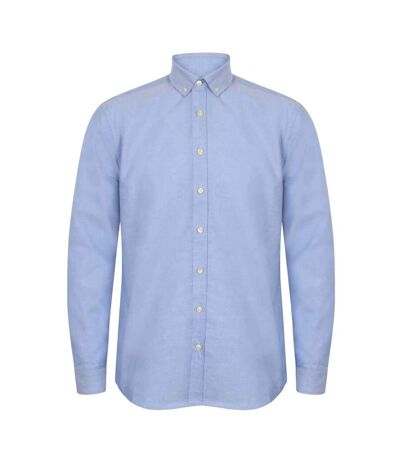 Mens modern long sleeve classic fit oxford shirt blue Henbury