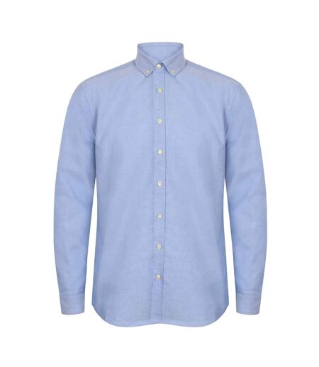 Mens modern long sleeve classic fit oxford shirt blue Henbury