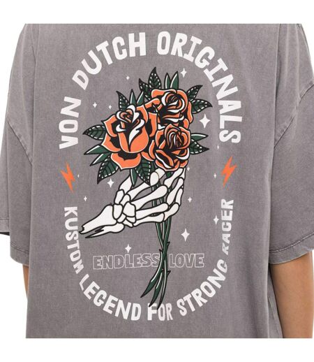 T-shirt femme relax fit col rond lava dye print devant et dos Hand Vondutch