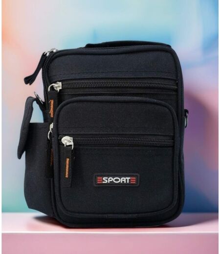 Sacoche Pratique Multi-Poches pour Homme - Synthétique Noir
