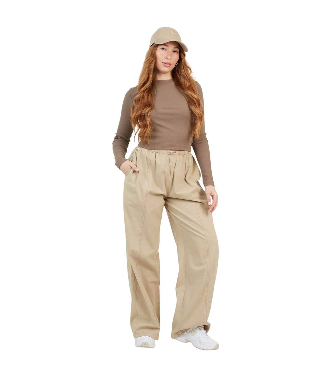 Womens/ladies Ribbed Long-sleeved Crop Top Mushroom Brave Soul-1