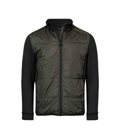 Tee Jays Mens Stretch Hybrid Jacket (Deep Green/Black)