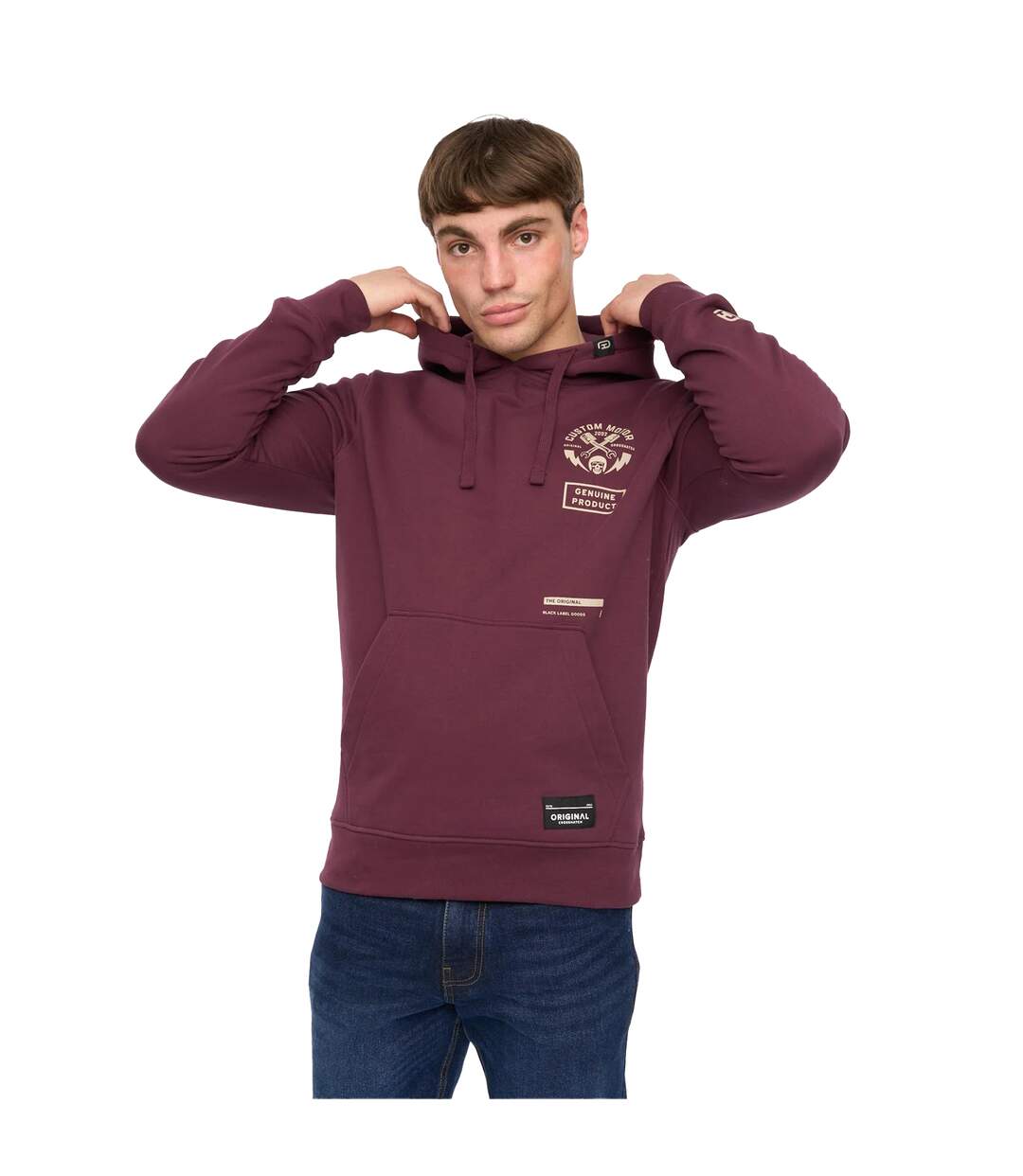 Sweat À Capuche Moules Homme Bordeaux Crosshatch-4