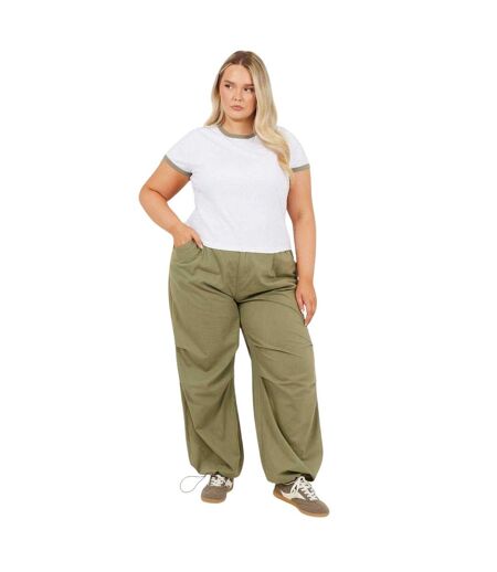 T-shirt Motif/style Ringer Femme Blanc Kaki Brave Soul