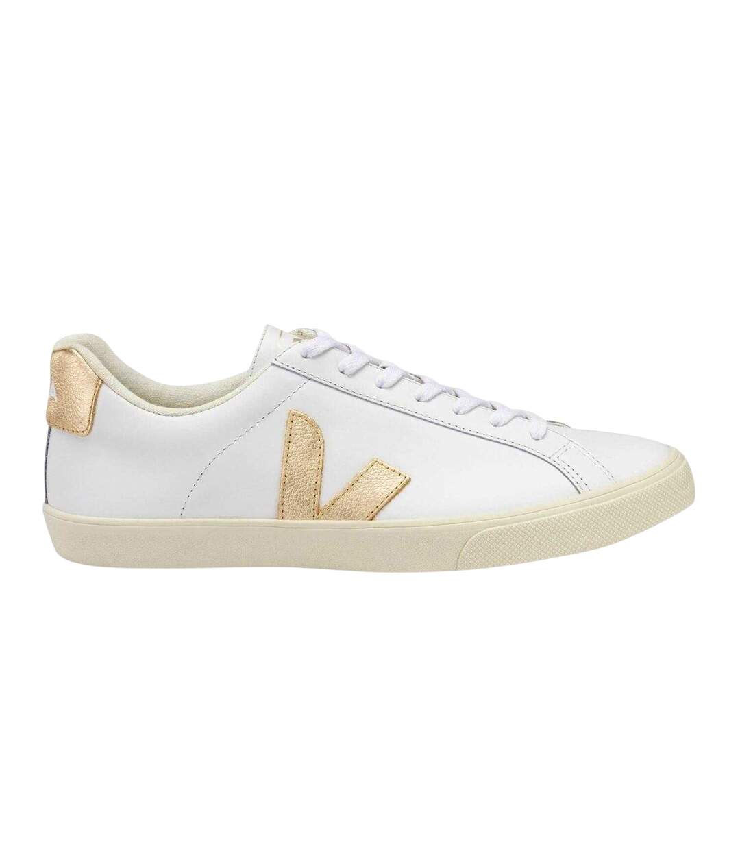 Womens/ladies Esplar Leather Flat Trainers White Veja-2
