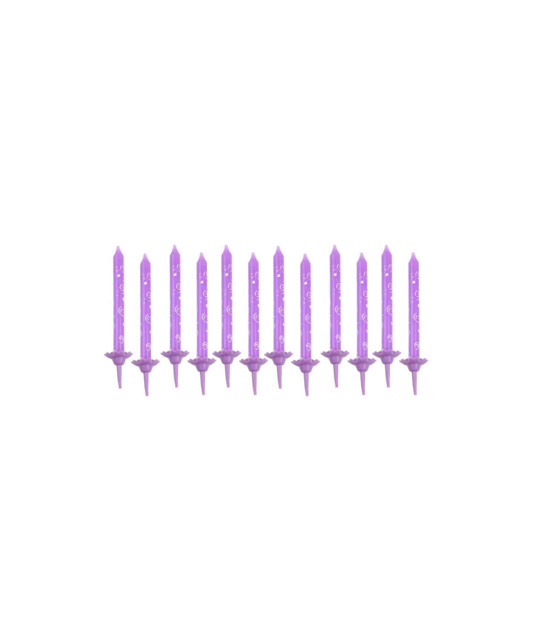 Lot de 12 Bougies d'Anniversaire Arabesques 6cm Prune-1