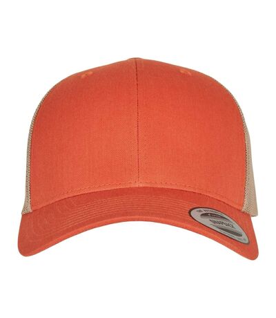 Unisex adult retro two tone trucker cap orange rust/khaki Flexfit