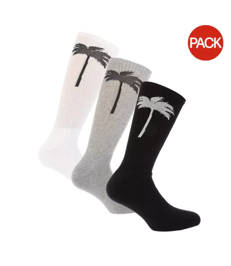 Pack Of 3  Unisex Adult Socks  Black White Grey Palm Angels