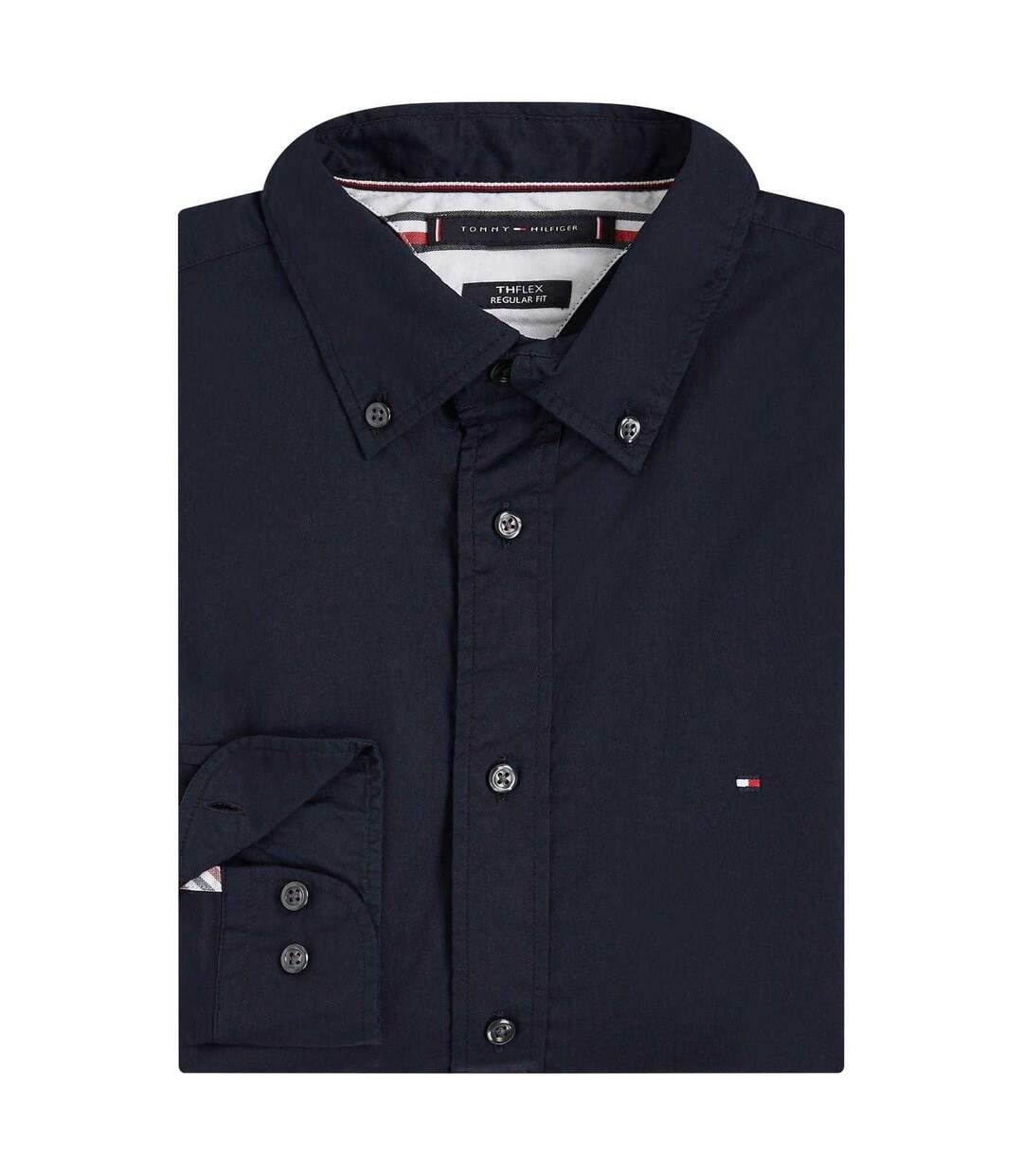 Mens Core Flex Poplin Long-sleeved Shirt Dark Navy Tommy Hilfiger-3