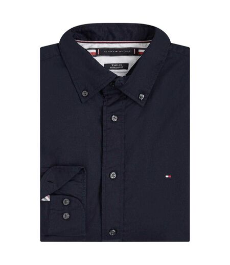 Mens Core Flex Poplin Long-sleeved Shirt Dark Navy Tommy Hilfiger
