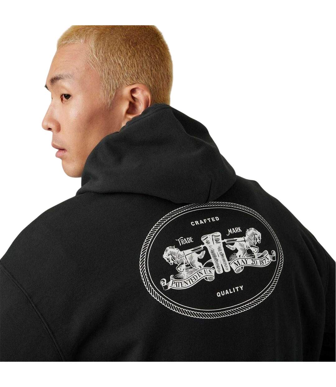 Mens Batwing Logo Cotton Blend Relaxed Fit Hoodie Black Levis-4