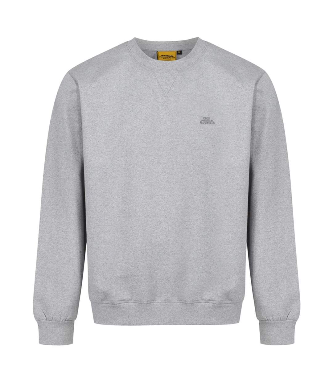 Mens Fleece Crew Neck Sweatshirt Light Grey Iron Mountain-1