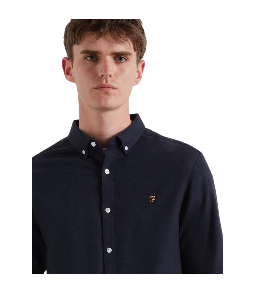 Mens Milners Oxford Long-sleeved Button-down Shirt Navy Marl Marl Farah-4