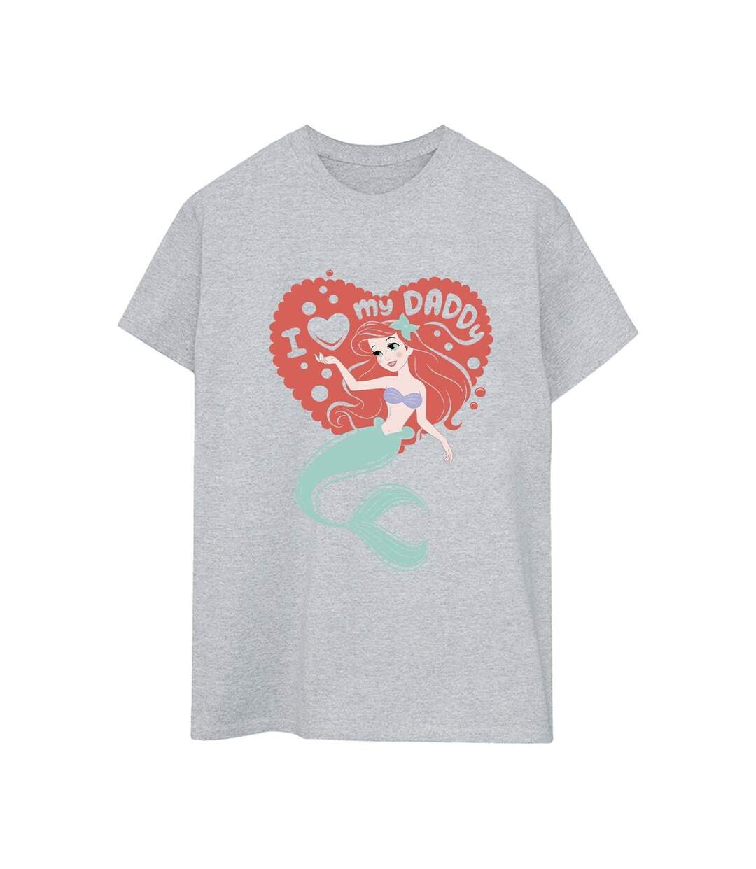 Disney Femme/Ladies The Little Mermaid Love Daddy Cotton Boyfriend T-Shirt (Gris sportif) - UTBI30984-1