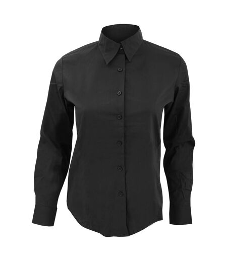 Womens/ladies Eden Long Sleeve Fitted Work Shirt Black SOLS