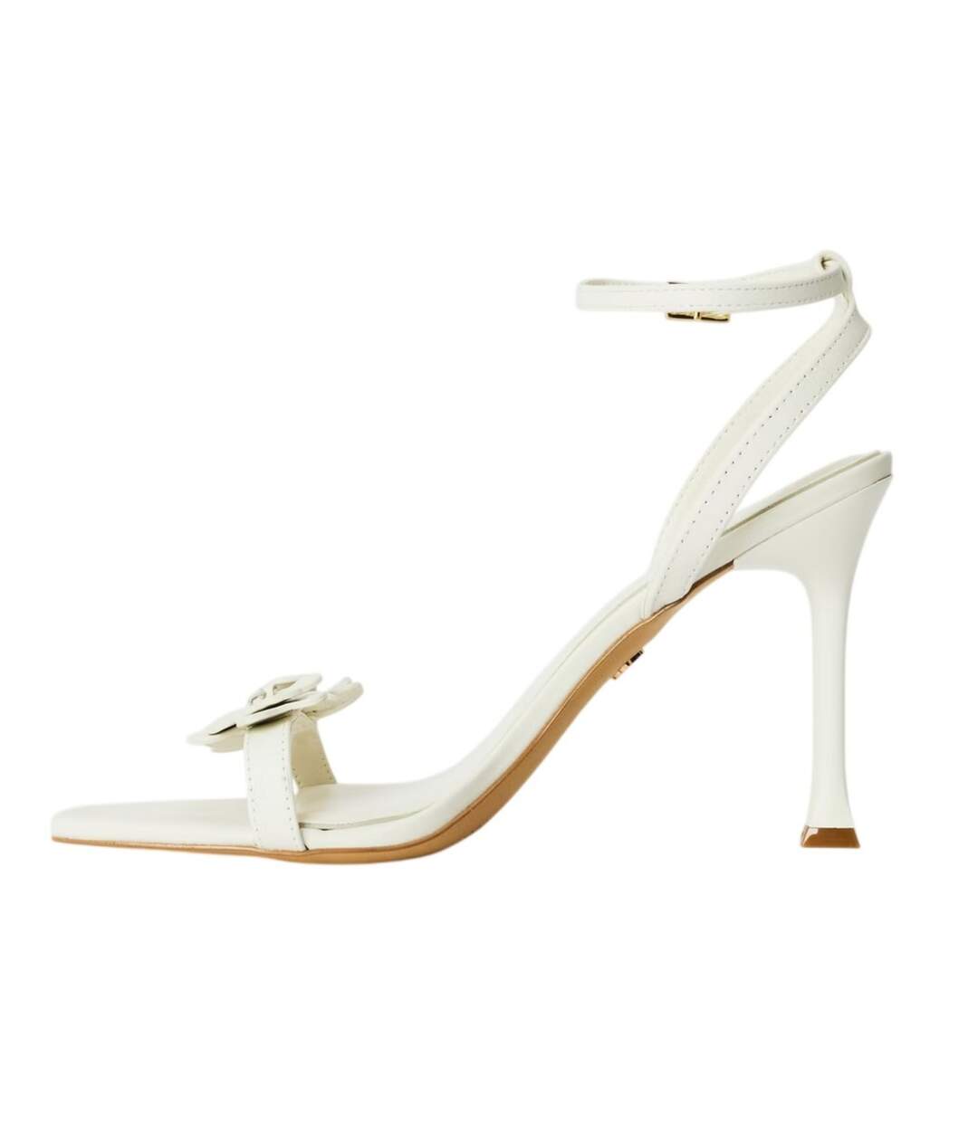 Womens/ladies Daisylily Floral Leather Sling Back High Heels White Aldo-2