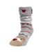 Isotoner Chaussettes d'intérieur femme en maille, doublé sherpa, antidérapante-1