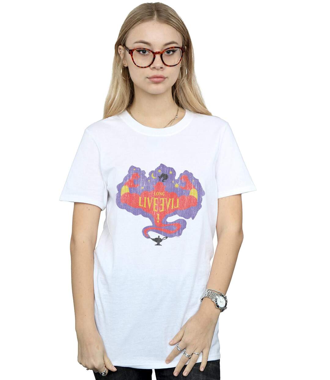 Disney - T-shirt THE DESCENDANTS GENIE LONG LIVE - Femme (Blanc) - UTBI20002-2