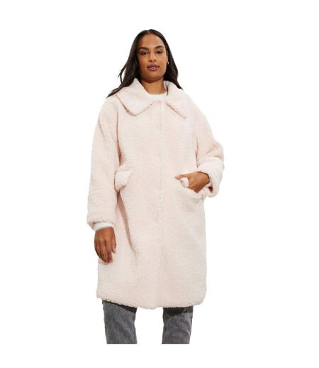 Dorothy Perkins Womens/Ladies Teddy Collared Longline Coat (Pink) - UTDP183