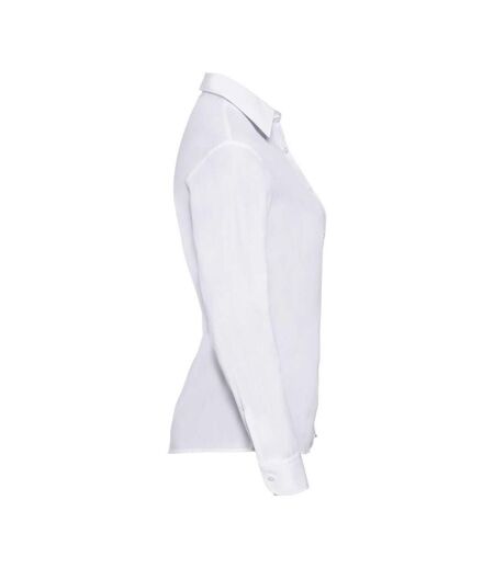 Womens/ladies Poplin Easy-care Long-sleeved Formal Shirt White Russell Collection