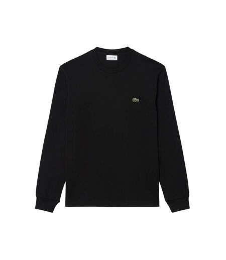 Mens Crocodile Print Cotton Regular Long-sleeved T-shirt Black Lacoste