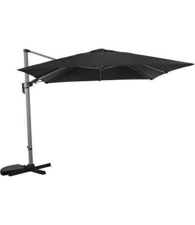 Parasol déporté orientable 3 x 3 m Manado Mât imitation bois flotté gris