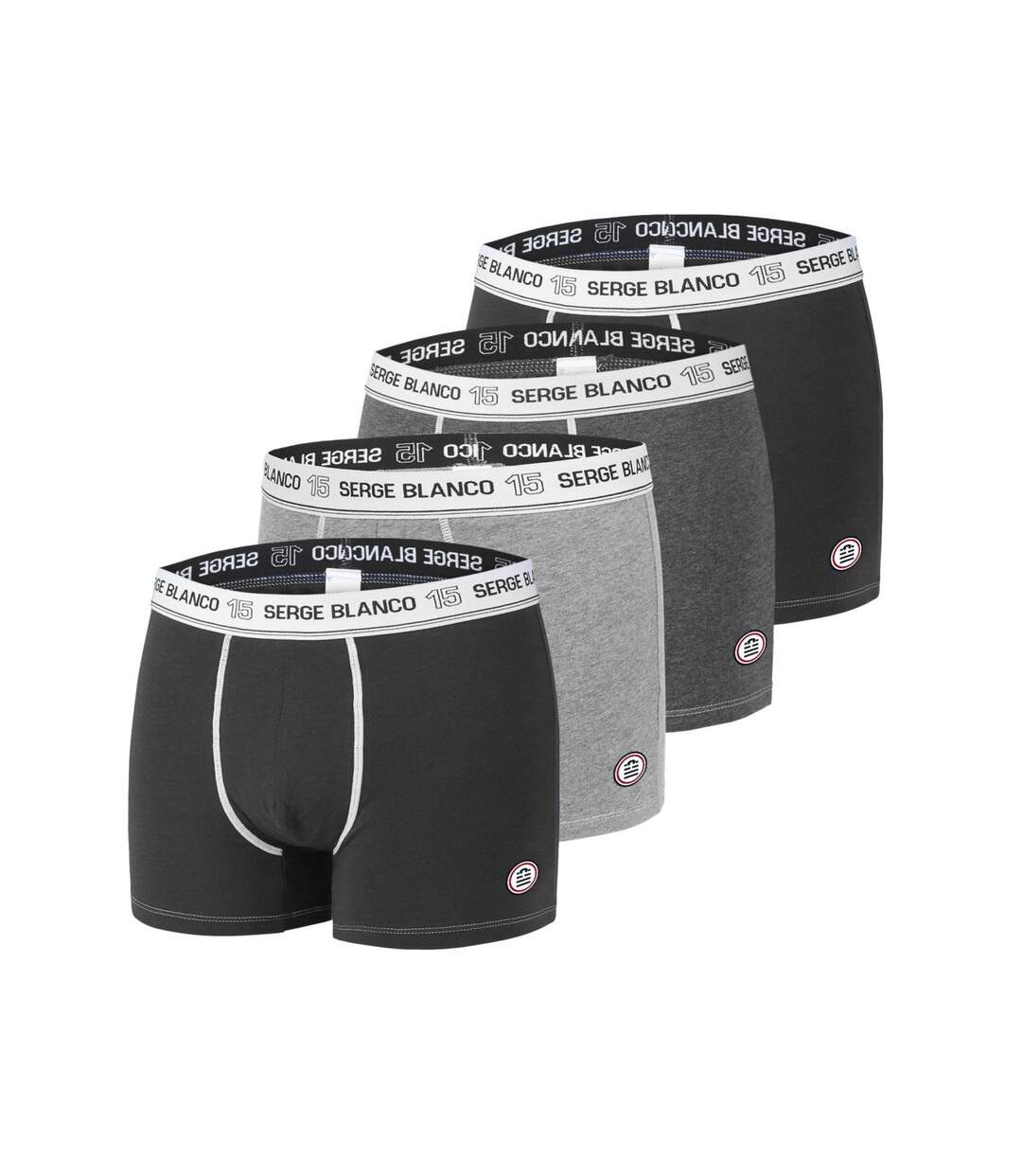 Lot de 4 Boxers coton homme avec surpiqûres Class Serge Blanco