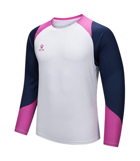 Womens/ladies Colour Block Regular Long-sleeved T-shirt White Navy Pink Kelme