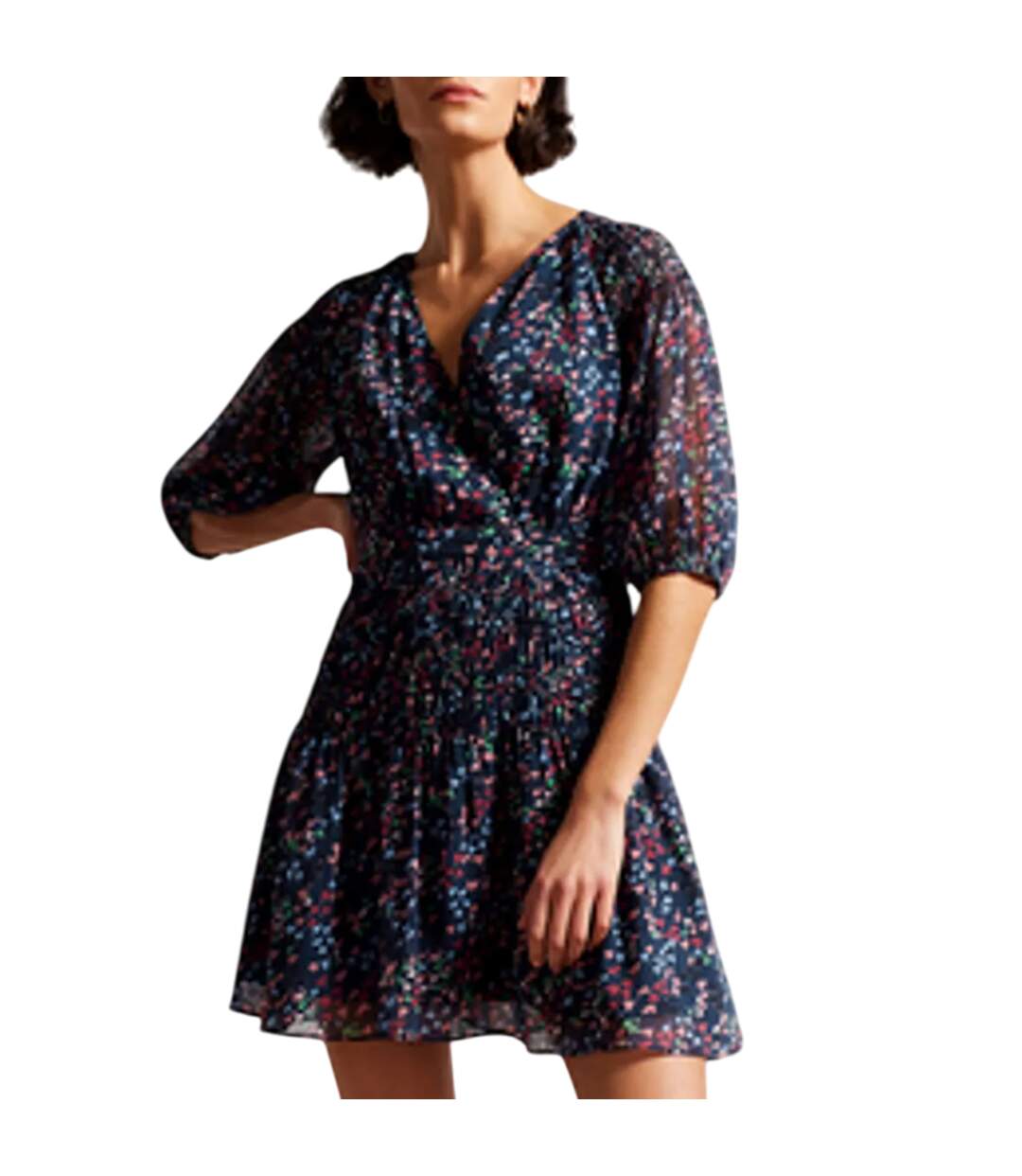 Womens/ladies casadee mini smock panel wrap dress navy Ted Baker-3