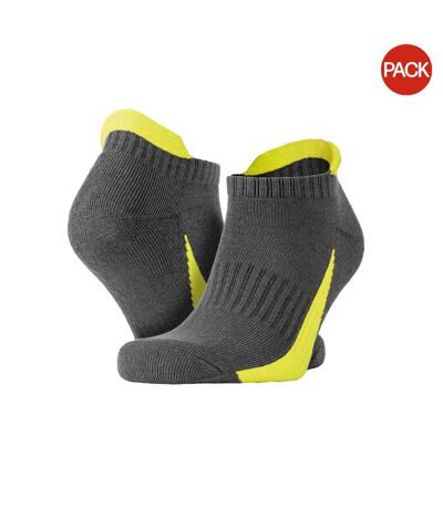 Pack of 3  Mens sports socks  grey/lime Spiro