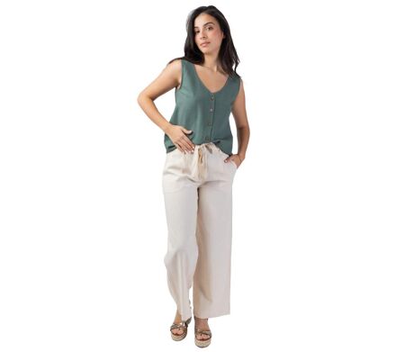 Top femme sans manches SABINE uni kaki Coton Du Monde