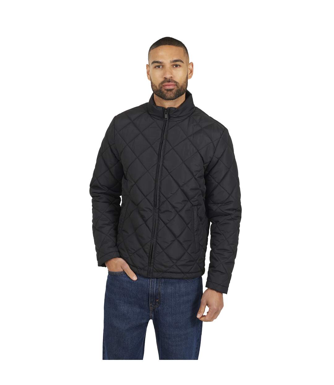 Mens Quilted Padded Jacket Black Brave Soul-2