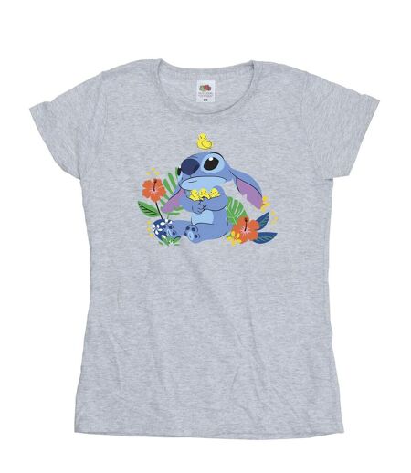 Disney T-shirt en coton motif oiseaux Lilo & Stitch Femme/Femme (Gris sportif) - UTBI25900