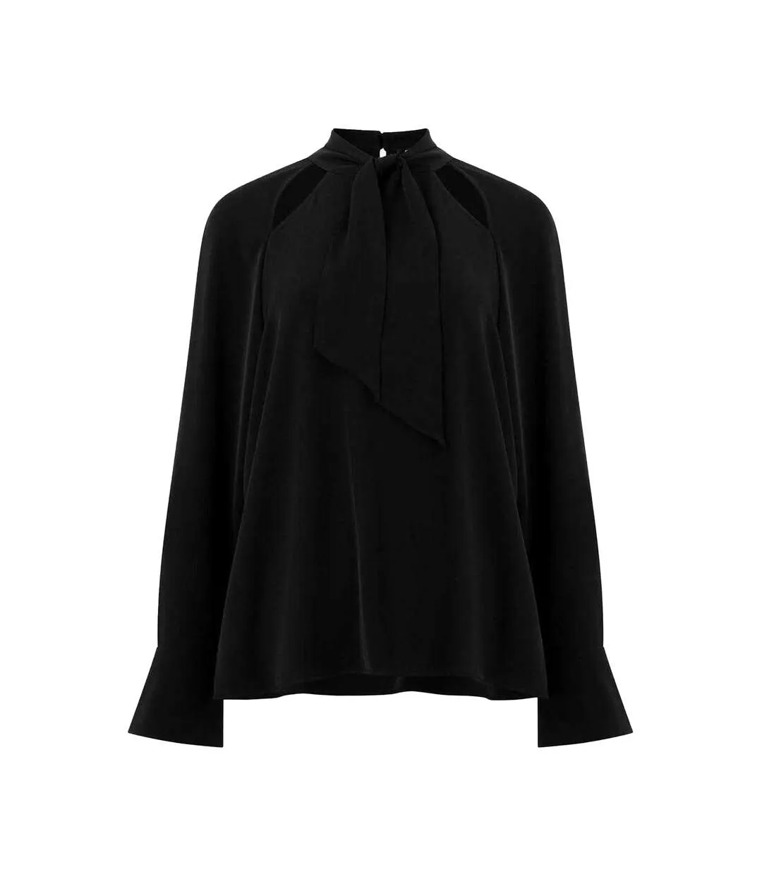 Womens/ladies Carmen Tie Neck Long-sleeved Blouse Blackout French Connection-2