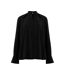 Womens/ladies Carmen Tie Neck Long-sleeved Blouse Blackout French Connection-2