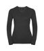 Russell Collection Womens/Ladies Marl V Neck Sweatshirt (Charcoal) - UTRW9595