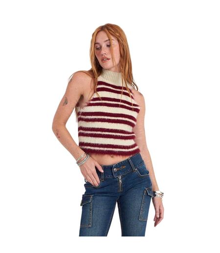 Womens/ladies Rag Drum Knitted Crop Top Ecru The Ragged Priest