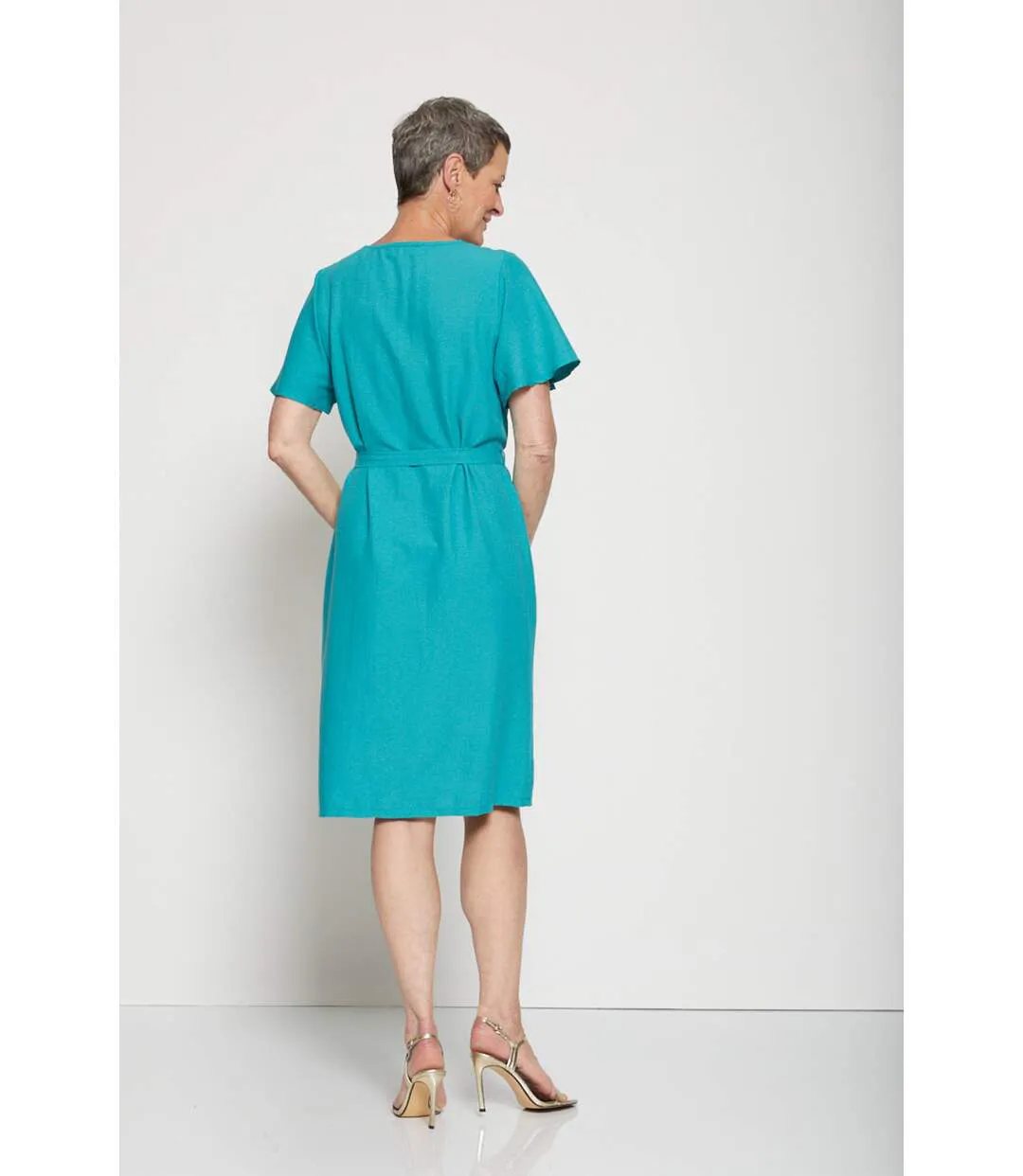 Robe courte droite tissu fluide uni-2
