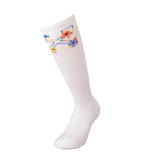 Unisex Adult Floral Arrow Long Socks Sand Off White