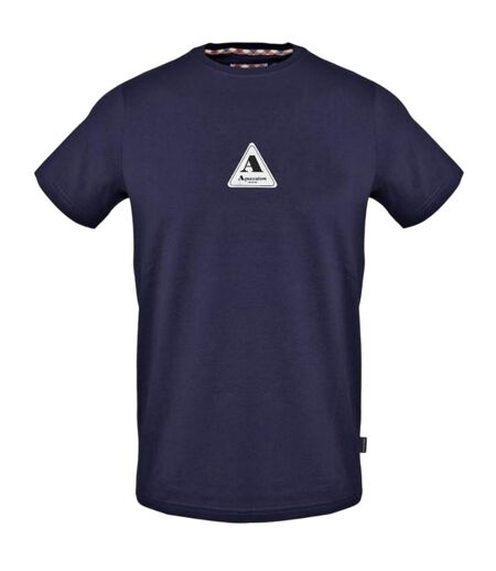Mens Logo Jersey Crew Neck T-shirt Navy Aquascutum