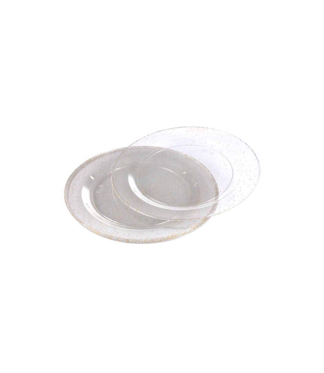 Lot de 6 Assiettes en Plastique Réutilisable Paillettes 18cm Or-1