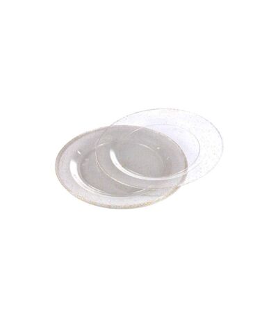 Lot de 6 Assiettes en Plastique Réutilisable Paillettes 18cm Or