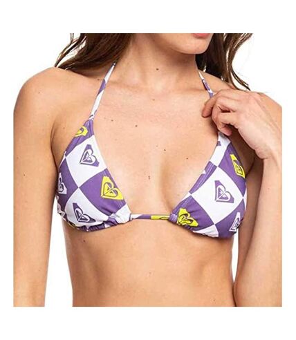 Haut de Bikini Violet/Blanc à carreaux Femme Roxy Kelia - S