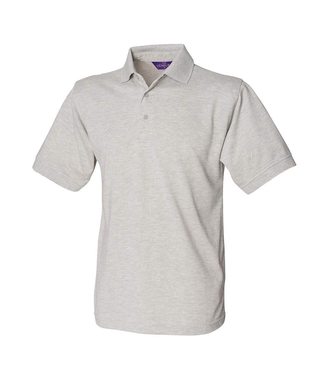 Mens Polycotton Heavy Polo Shirt Heather Grey Henbury-1