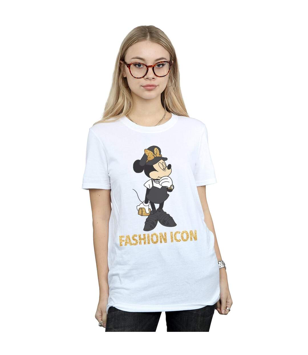 Disney Femme/Ladies Minnie Mouse Fashion Icon Cotton Boyfriend T-Shirt (Blanc) - UTBI37126-2