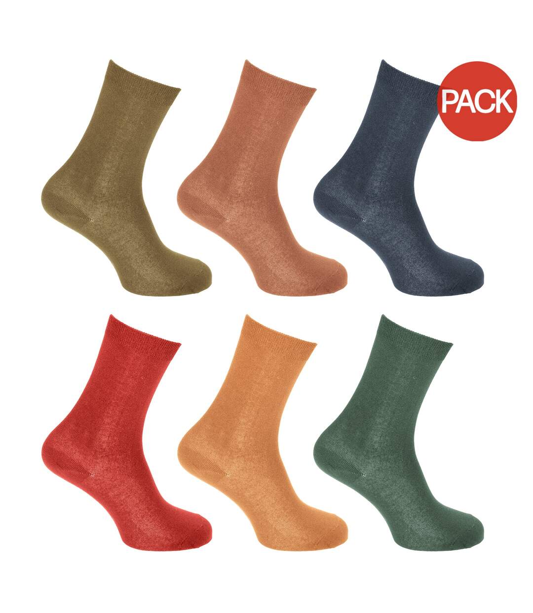 Pack of 6 Ladies/womens thermal viloft non elastic boot socks  teal/yellow/red/navy/brown/green Generic