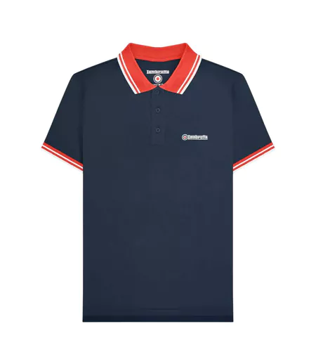 Polo Motif/style Rayure Contrastée Sur Bord Homme Bleu Marine Rouge Lambretta