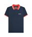 Polo Motif/style Rayure Contrastée Sur Bord Homme Bleu Marine Rouge Lambretta-2