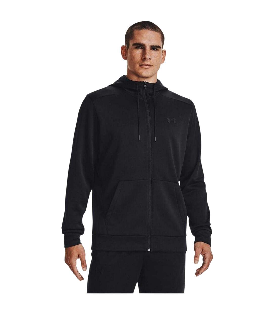 Mens Fleece Full Zip Hoodie Black Under Armour-4