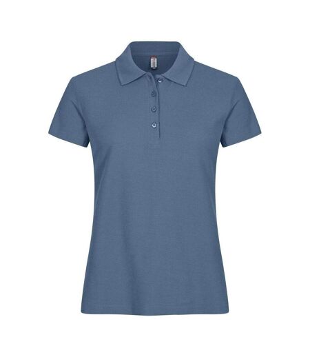 Womens/ladies Plain Polo Shirt Steel Blue Clique